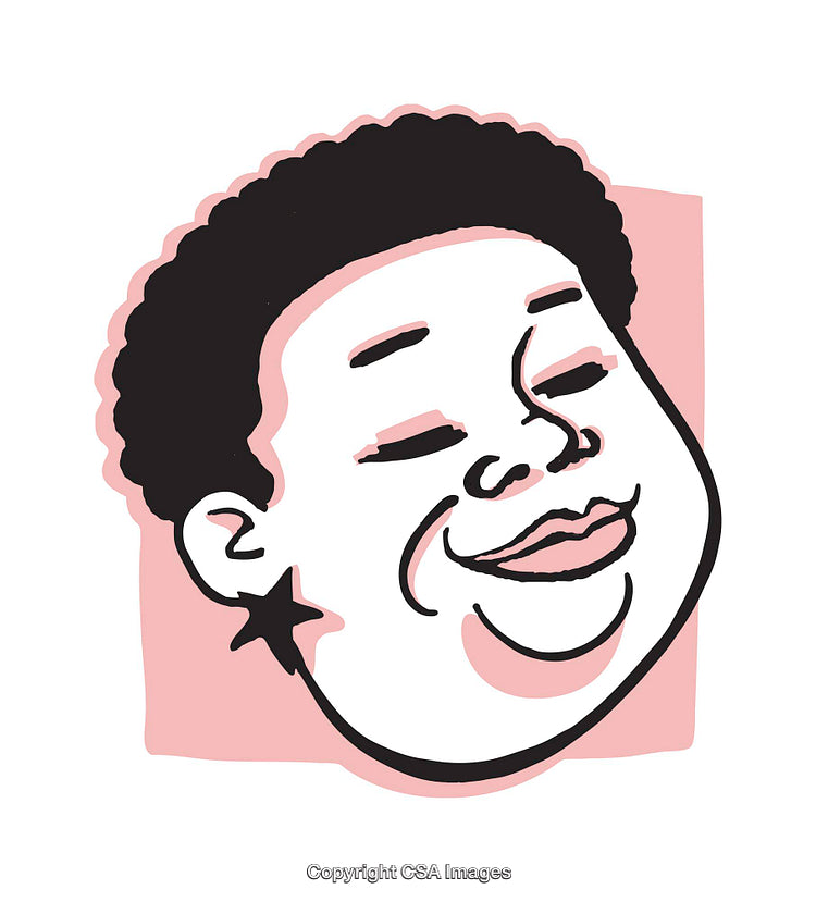 Stylized Cartoon Illustration of a Smiling Person with Positive Expressions