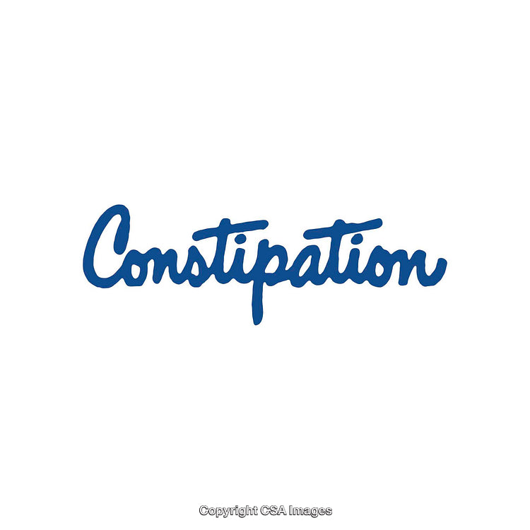 Blue Handwritten Text Featuring the Word 'Constipation' on White Background