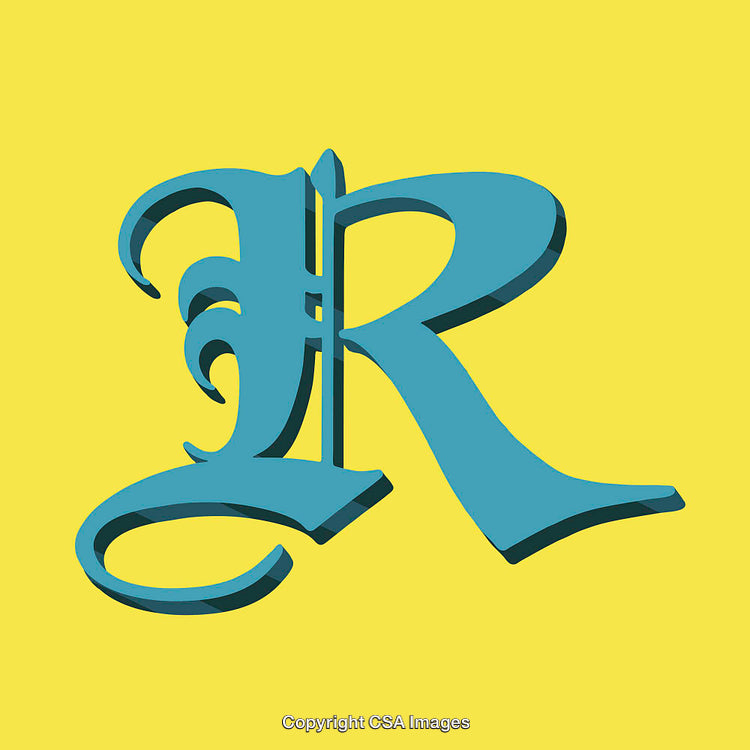Artistic Decorative Letter R on Vibrant Yellow Background