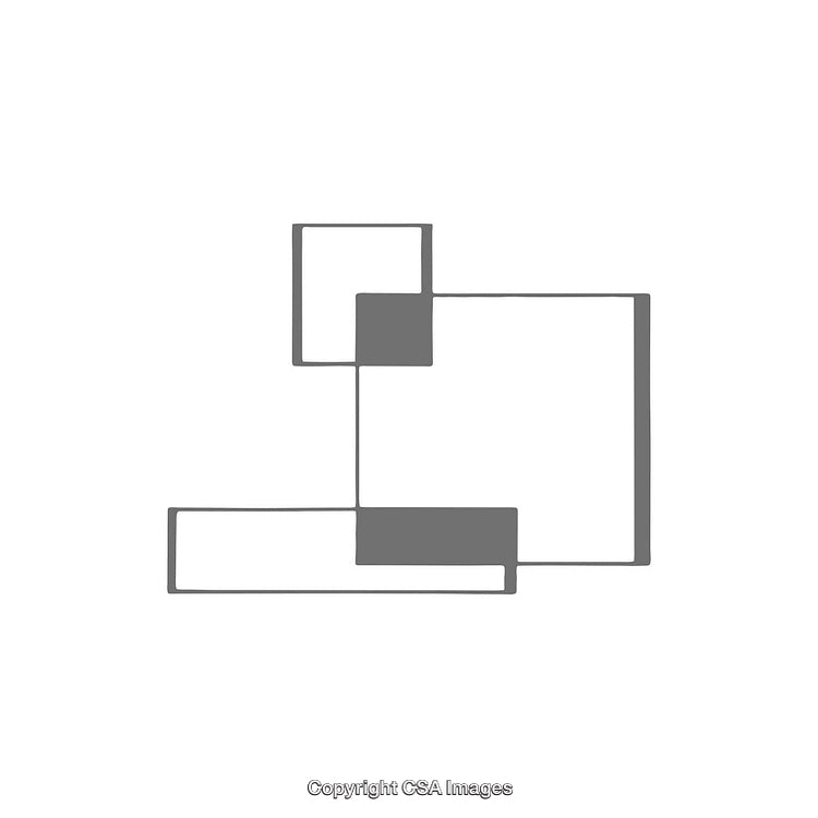 Minimalistic Abstract Design with Interconnected Rectangles in Monochrome Theme
