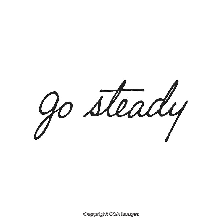 Handwritten Typography Design of 'Go Steady' Phrase in Stylish Script