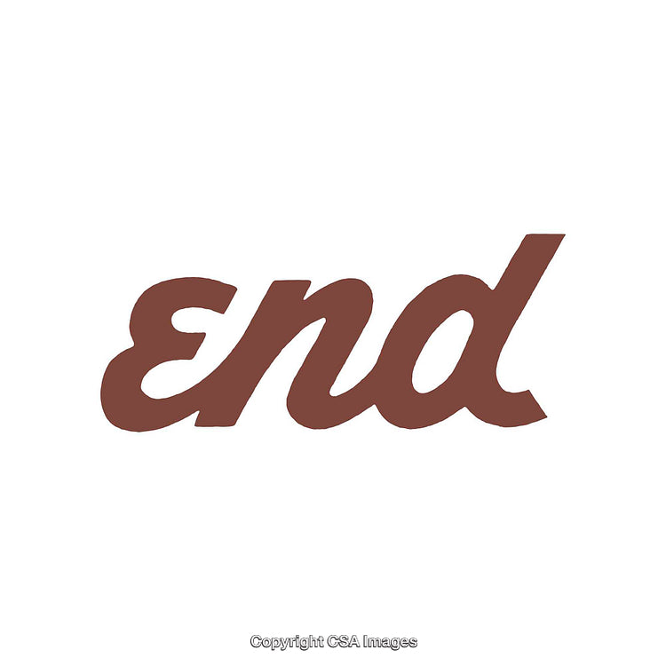 Bold Typography Art Featuring the Word 'End' in Simple Brown Cursive