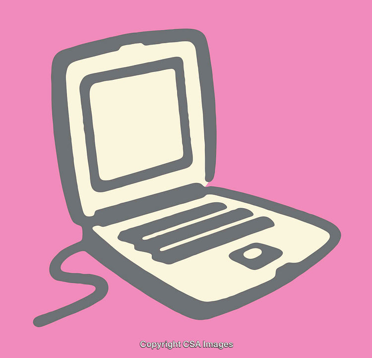 Colorful Illustration of a Laptop on a Pink Background