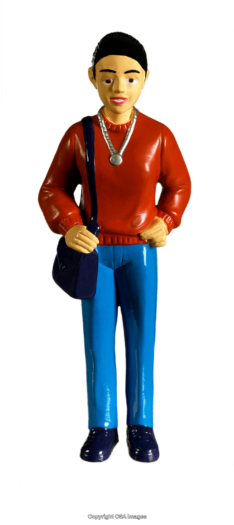 Colorful Plastic Figurine of a Person in Casual Clothing
