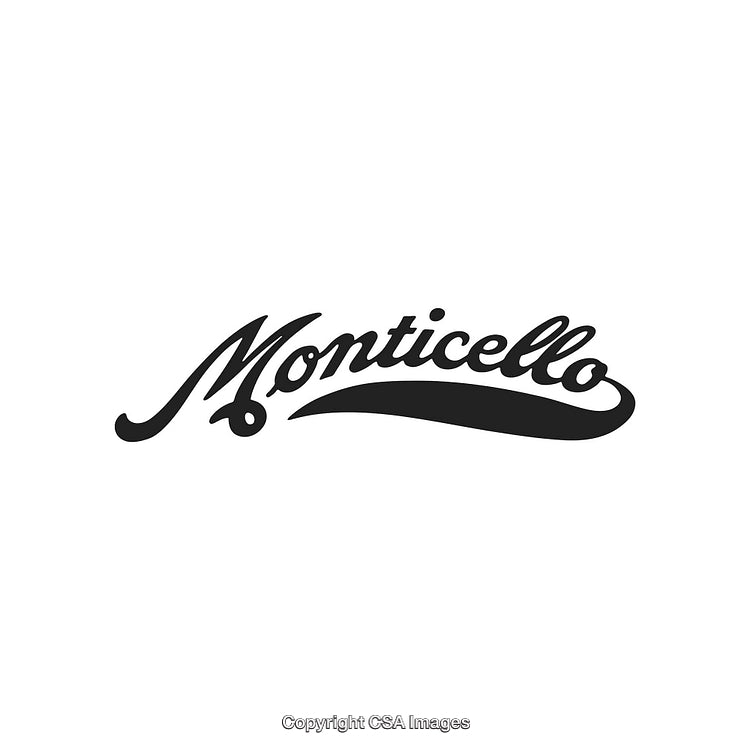 Monticello Retro Logo Design in Bold Black Elegant Calligraphy