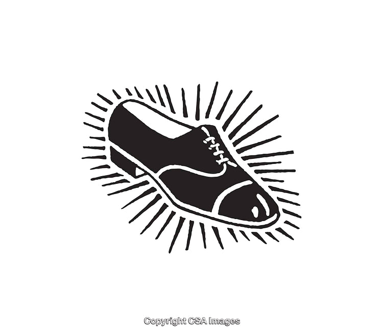 Vintage Black and White Line Art Illustration of a Classic Dress Shoe