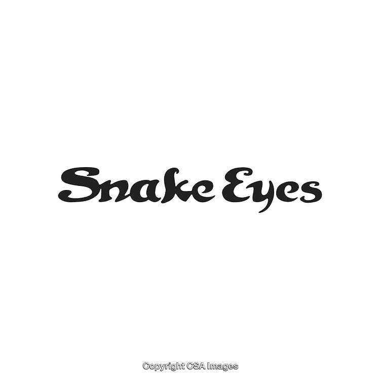 Stylized Snake Eyes Text Logo with Decorative Font on White Background