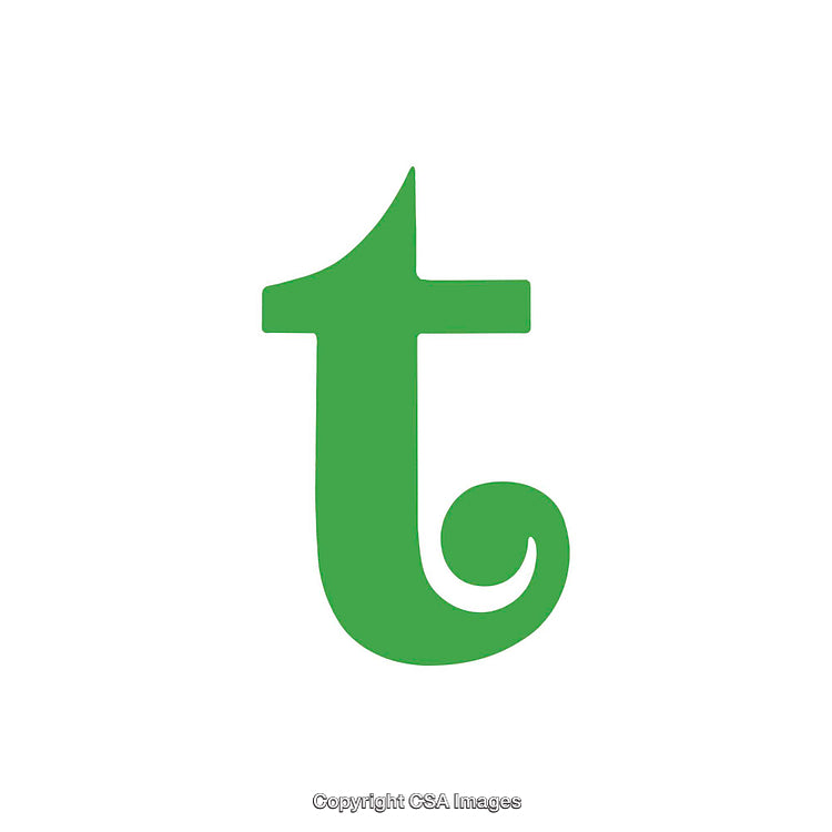 Green Stylized Letter T Design Isolated on White Background