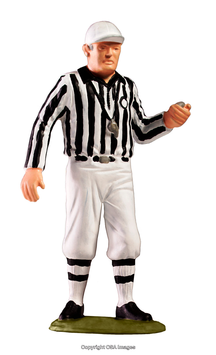 Plastic Toy Referee Figurine in Black and White Striped Uniform
