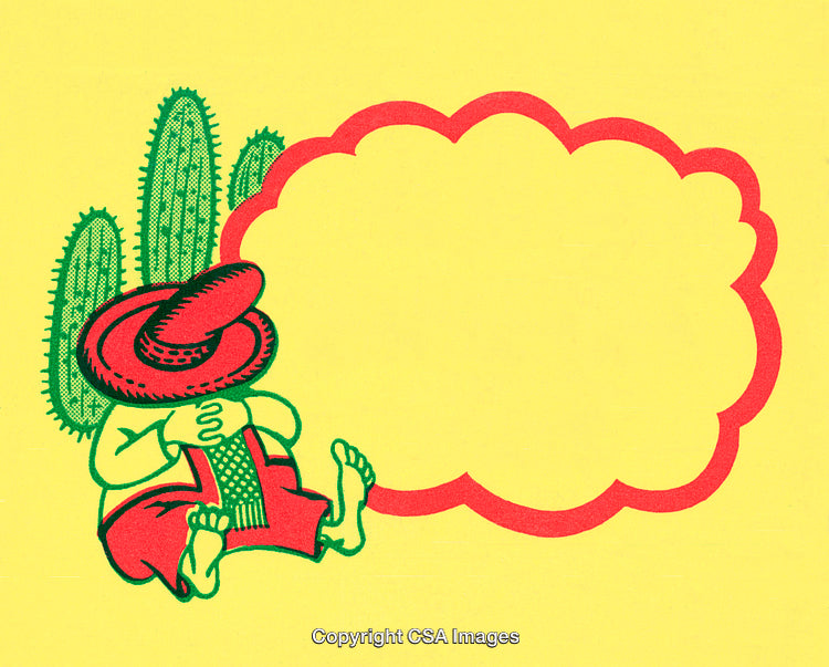 Illustration of a Relaxing Character with Cacti and Blank Thought Bubble