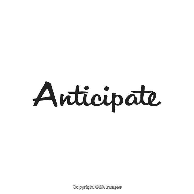 Stylish Black Calligraphy Artwork Featuring the Word 'Anticipate' in Cursive Script