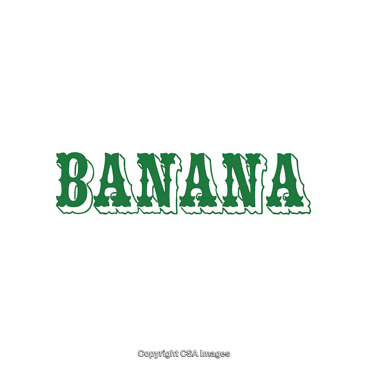 Green Decorative Font Spelling the Word Banana with Intricate Style