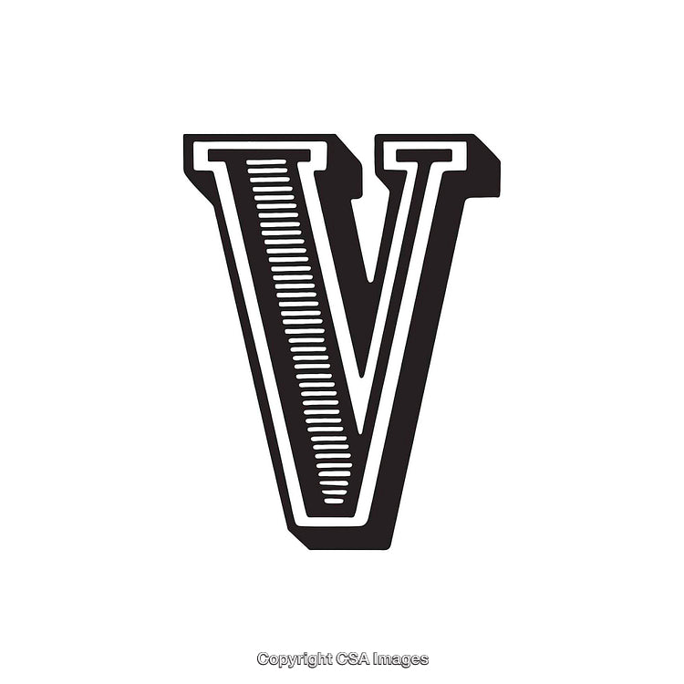Stylized Monochrome Representation of the Letter V