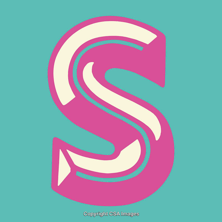 Decorative Pink Letter S On a Light Blue Background