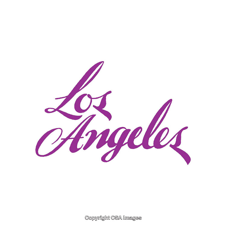 Elegant Purple Los Angeles Script Design on a White Background