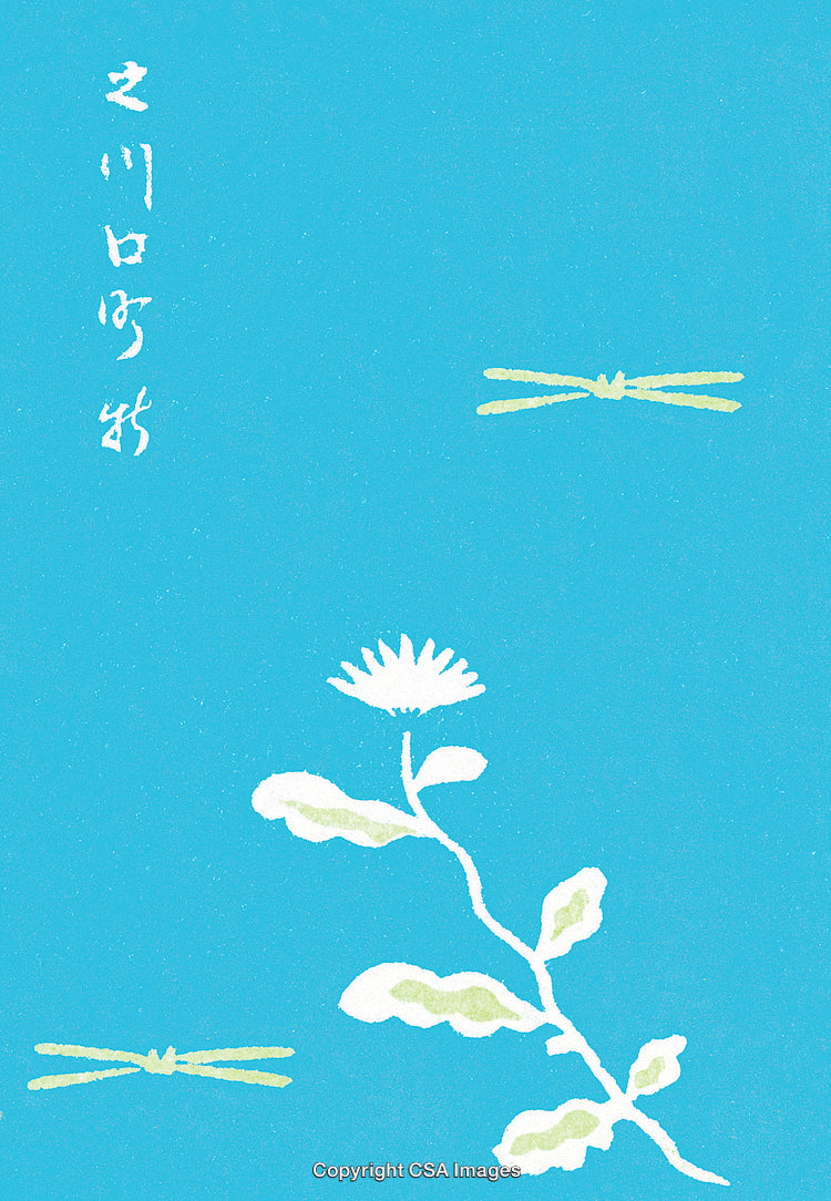 Minimalistic Floral Painting Featuring a Dragonfly and Delicate Nature Motifs