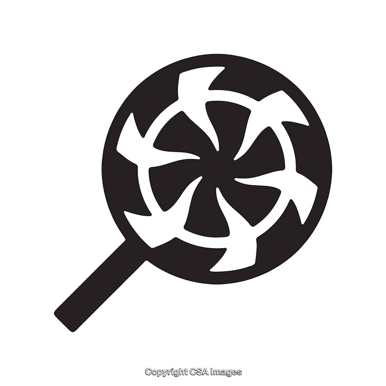 Black and White Illustration of Rotating Windmill Elements Abstract Design