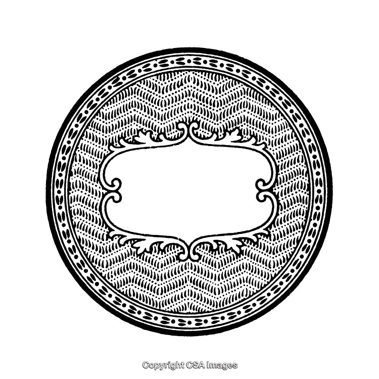 Ornate Black and White Circular Decorative Border With Intricate Patterns