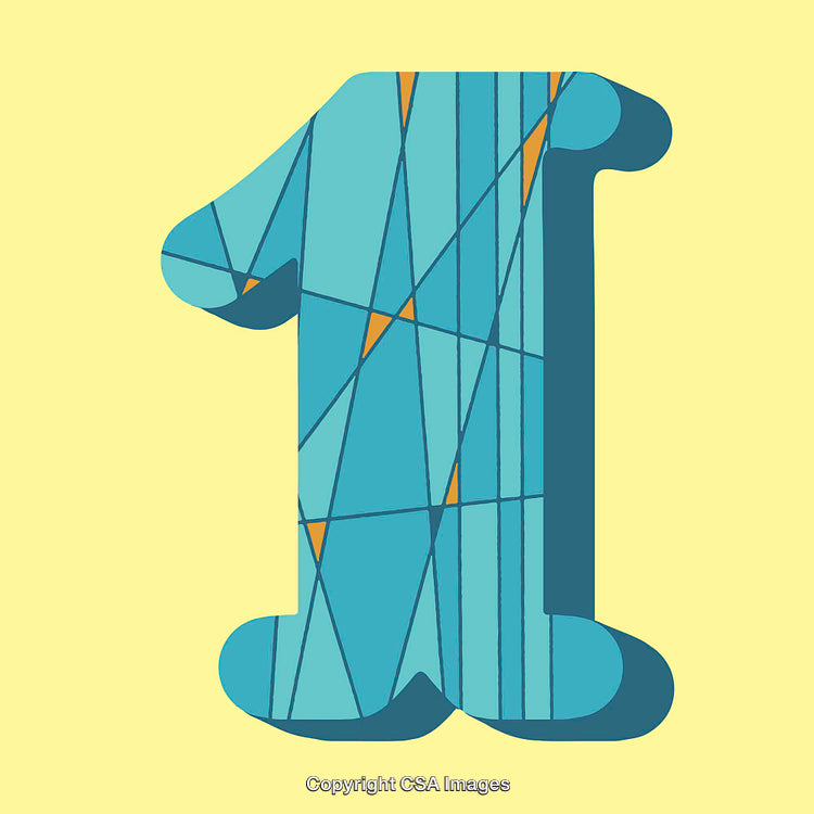 Abstract Geometric Illustration of the Number One on Yellow Background