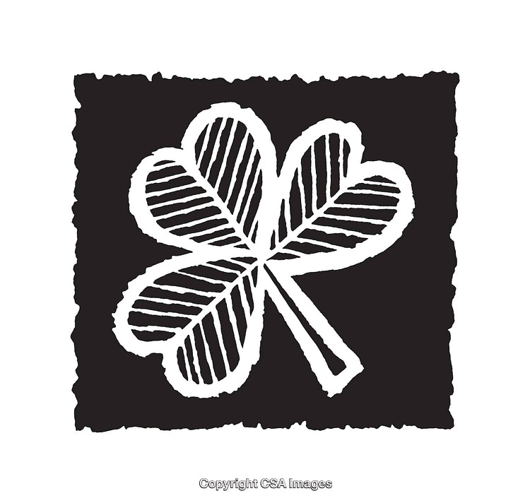 Black and White Illustration of a Luck Four-Leaf Clover Design
