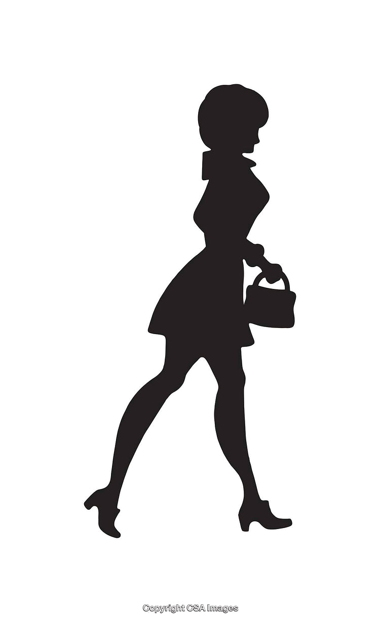 Silhouette of a Stylish Woman Walking with a Handbag