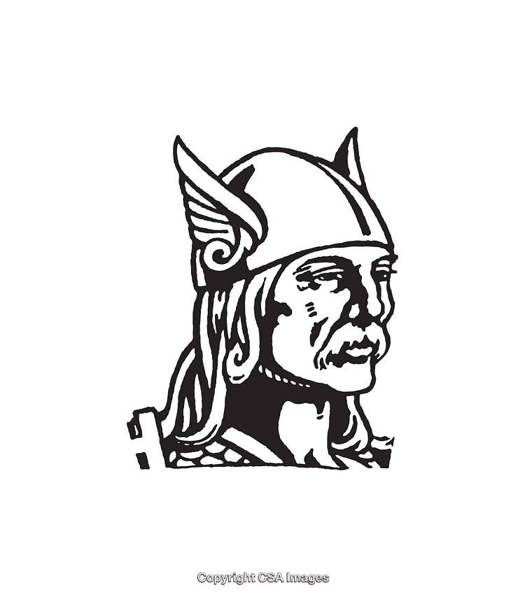Black and White Line Art of a Viking Warrior's Head Profile