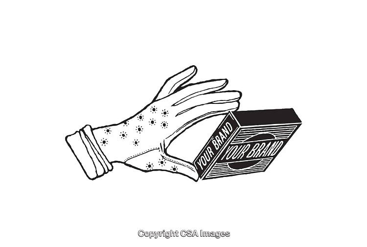 Vintage Hand Glove Grasping Box with Elegant Line Art Detail