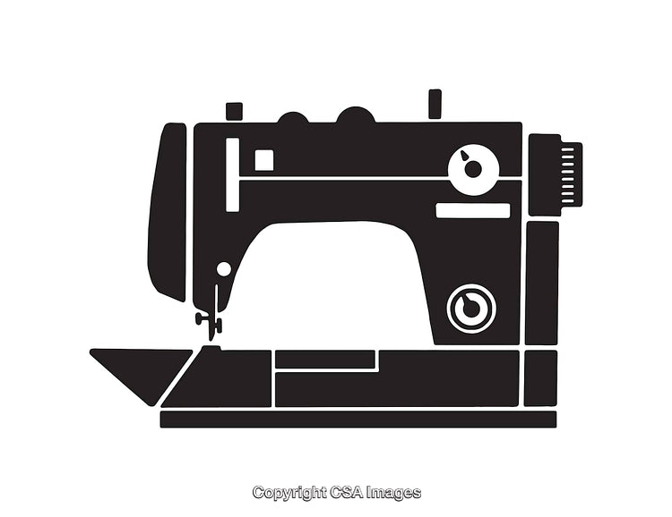 Black and White Sewing Machine Line Art Illustration