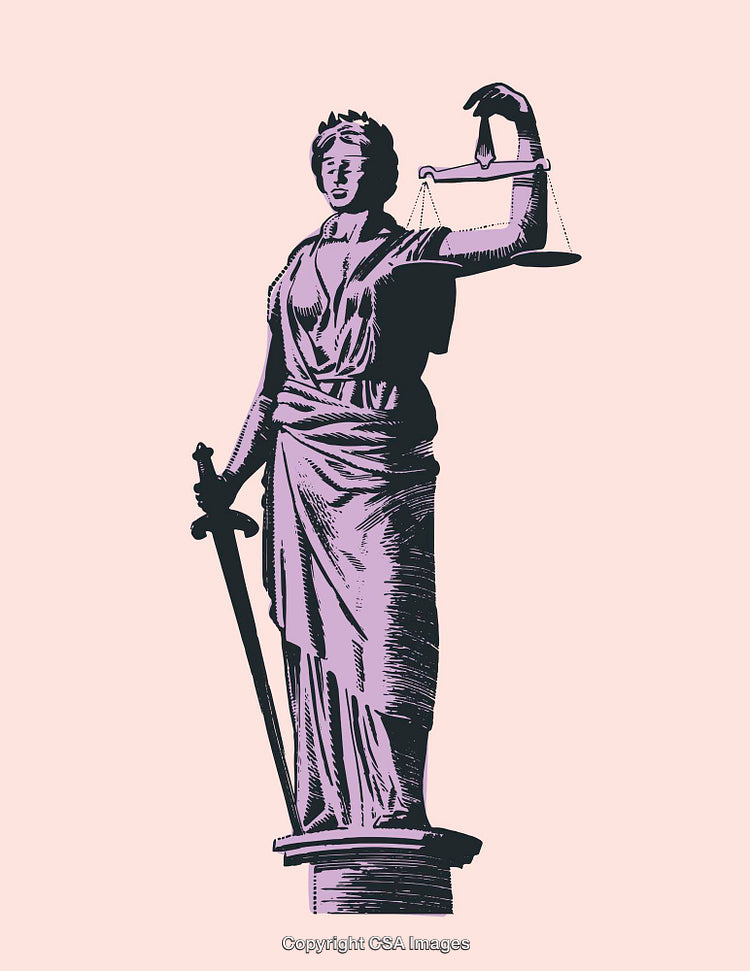 Lady Justice Illustration Depicting Balance of Law and Equality
