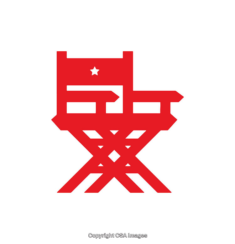 Red Director Chair Icon with Star Accent on White Background