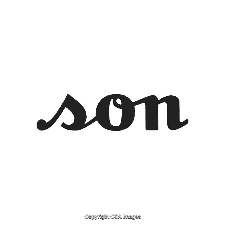 Elegant Black Lettering Design of the Word 'Son' on White Background