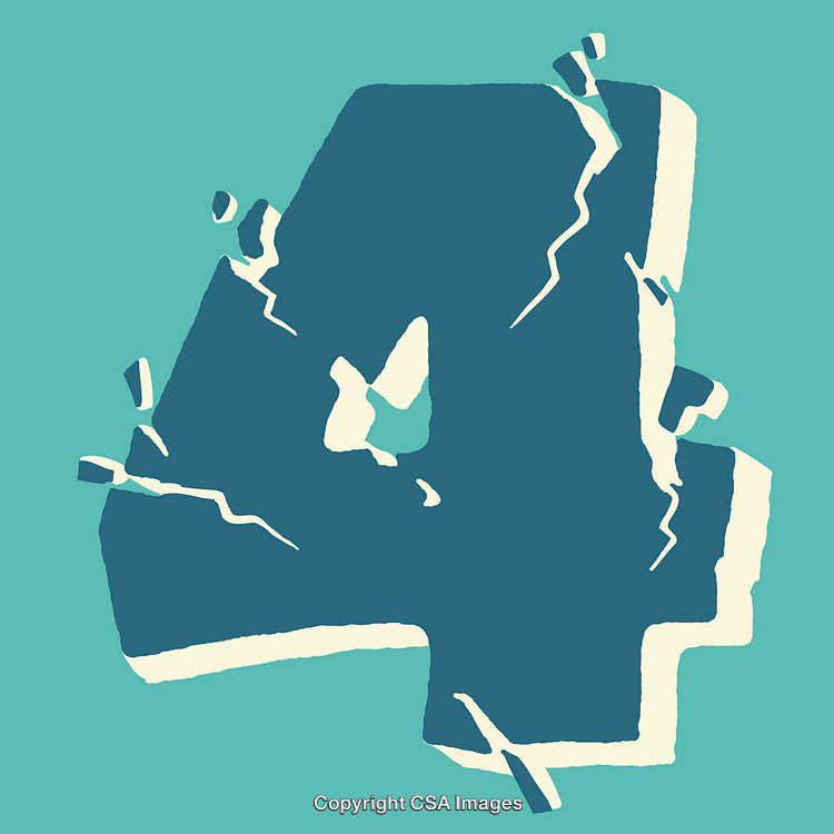 Abstract Representation of the Number Four in Cracked Design Style