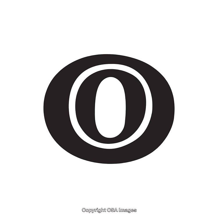 Bold Black Letter O Icon on a White Background