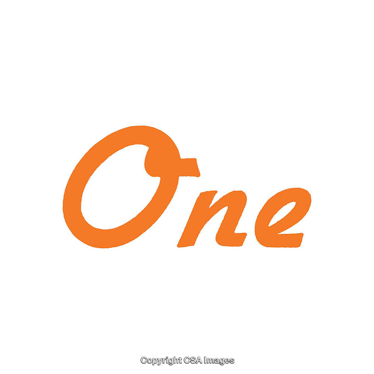 Bright Orange "One" Text Art Over White Background