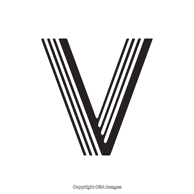 Stylish Black Letter V in a Modern Geometric Design on White Background