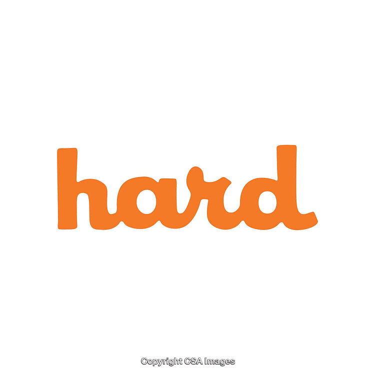Orange Word 'Hard' in Bold Fonts on White Background