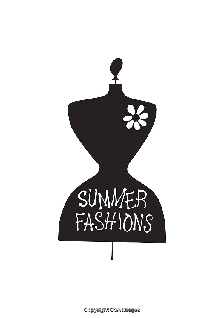 Black and White Summer Fashion Design with Mannequin Silhouette