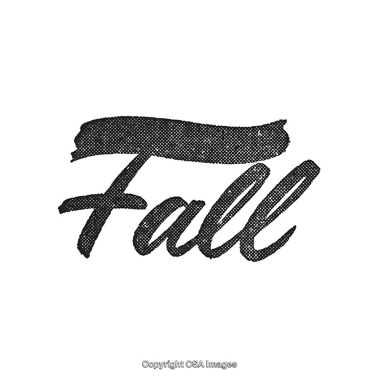 Decorative Handwritten 'Fall' Typography in Monochrome Dot Pattern Style