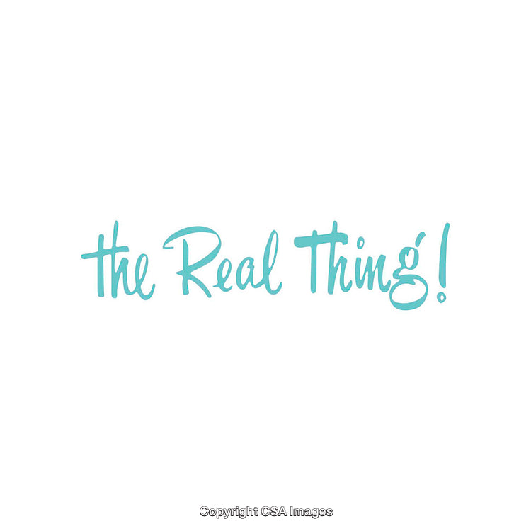 Stylized Lettering Reading 'The Real Thing!' with Vibrant Typography