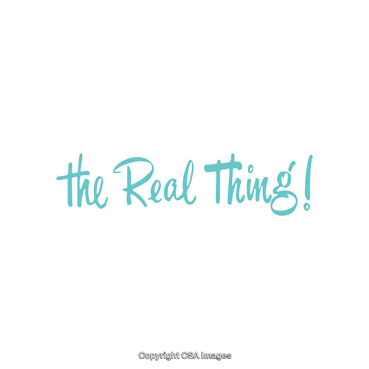 Stylized Lettering Reading 'The Real Thing!' with Vibrant Typography