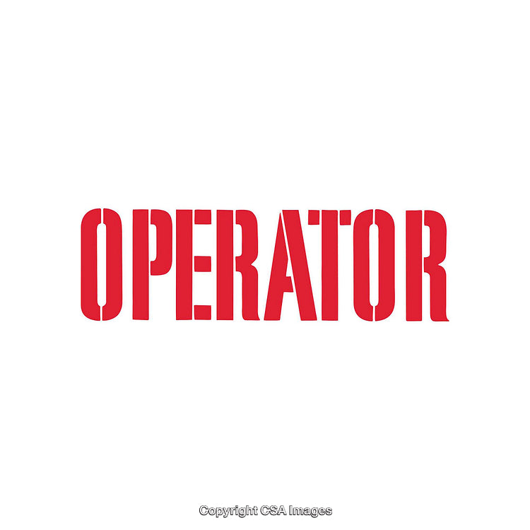 Bold Red Operator Text on Minimal White Background