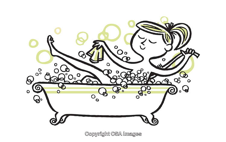 Illustration of a Relaxing Bath Scene with Bubbles and Playful Vibes