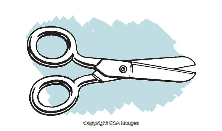Illustrated Scissors on a Blue Background With Hand-Drawn Style