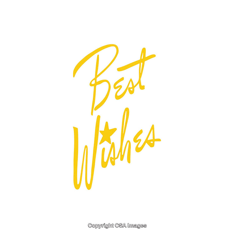 Handwritten 'Best Wishes' Text in Cheerful Yellow on White Background