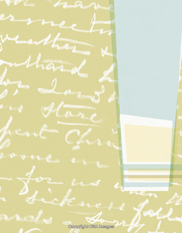 Abstract Illustration with Handwritten Texture and Geometric Elements on a Soft Background
