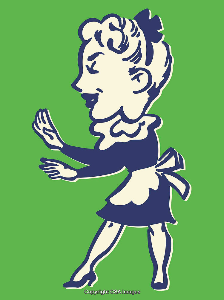 Vintage Styled Illustration of Stylish Woman on Green Background
