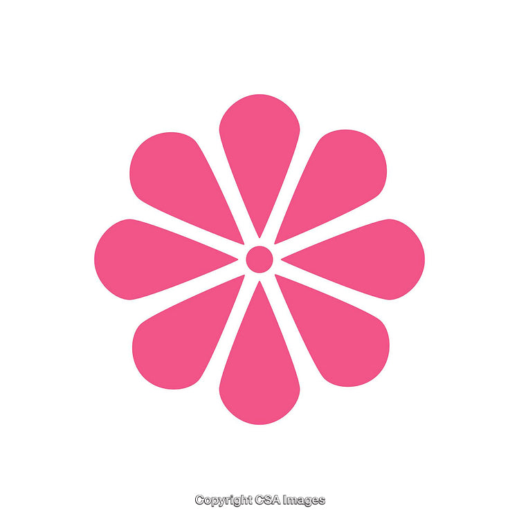 Bright Pink Flower Blossom Icon on a Clean White Background