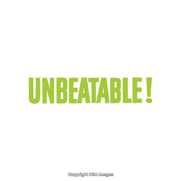 Bold Unbeatable Text in Green on Minimal White Background
