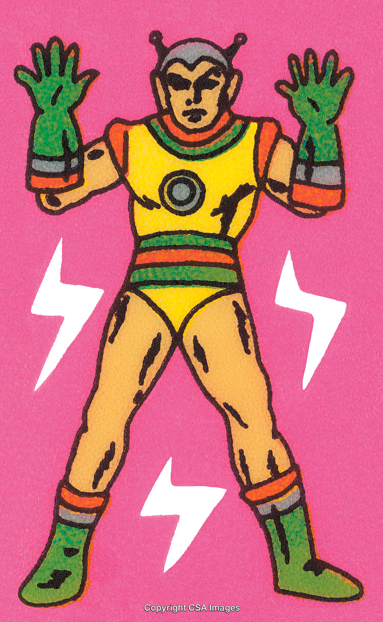 Colorful Comic Illustration of a Futuristic Superhero