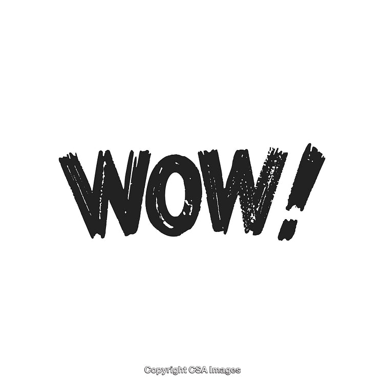 Bold Text Illustration of 'Wow!' In Artistic Black and White Style